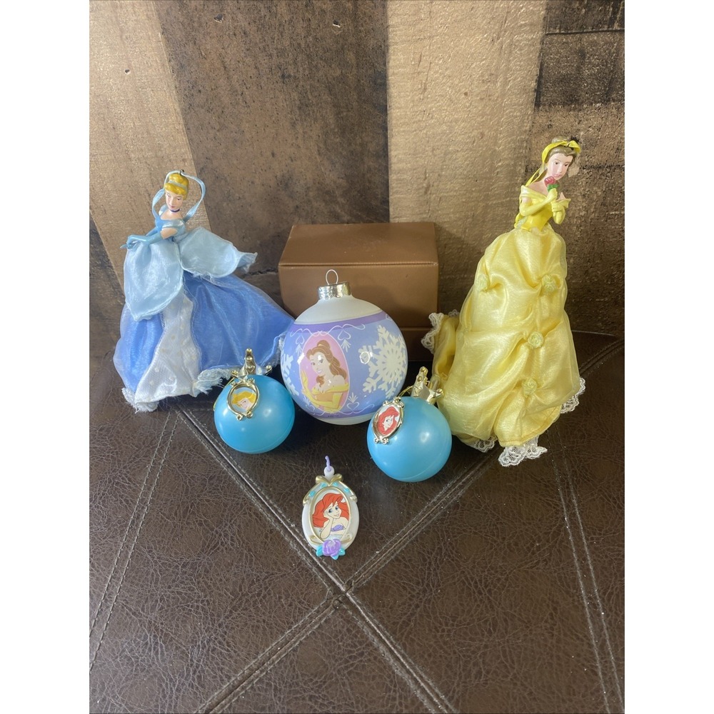 VTG Disney Princess Ornament Lot 6 Retired Cinderella & Belle Figurines